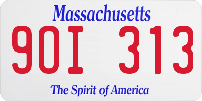 MA license plate 9OI313