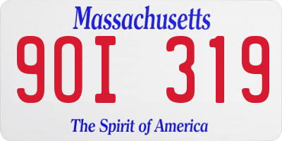 MA license plate 9OI319