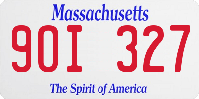 MA license plate 9OI327