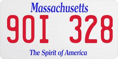 MA license plate 9OI328