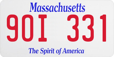 MA license plate 9OI331