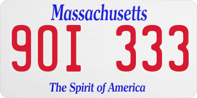 MA license plate 9OI333
