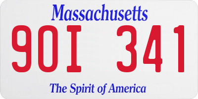 MA license plate 9OI341