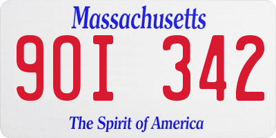 MA license plate 9OI342