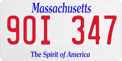 MA license plate 9OI347