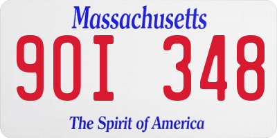 MA license plate 9OI348