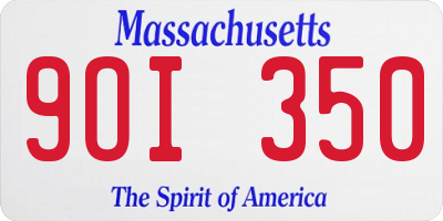 MA license plate 9OI350