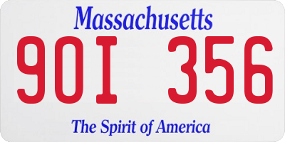 MA license plate 9OI356
