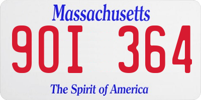 MA license plate 9OI364