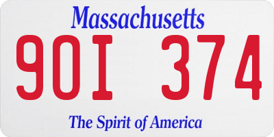 MA license plate 9OI374