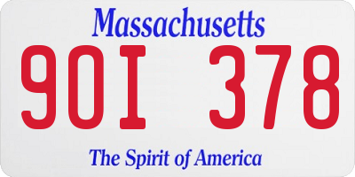 MA license plate 9OI378