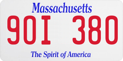 MA license plate 9OI380
