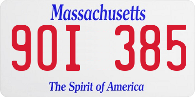MA license plate 9OI385
