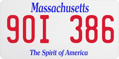 MA license plate 9OI386