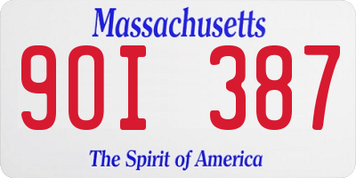 MA license plate 9OI387