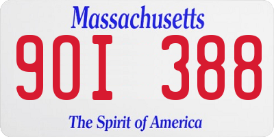 MA license plate 9OI388