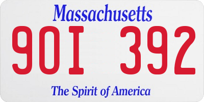 MA license plate 9OI392