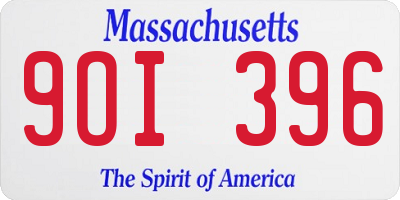 MA license plate 9OI396