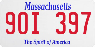MA license plate 9OI397