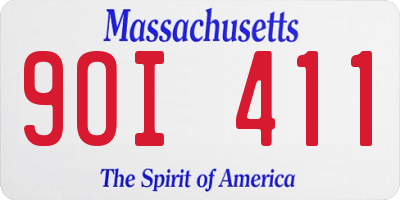 MA license plate 9OI411