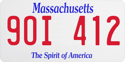 MA license plate 9OI412