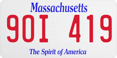 MA license plate 9OI419