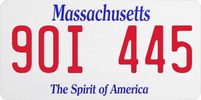 MA license plate 9OI445