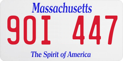 MA license plate 9OI447