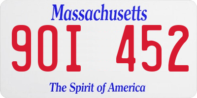 MA license plate 9OI452