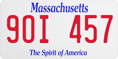 MA license plate 9OI457