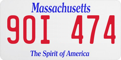 MA license plate 9OI474