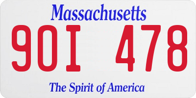 MA license plate 9OI478
