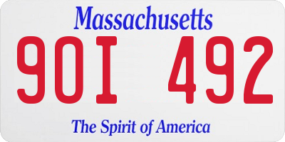 MA license plate 9OI492
