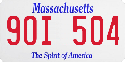 MA license plate 9OI504