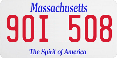 MA license plate 9OI508