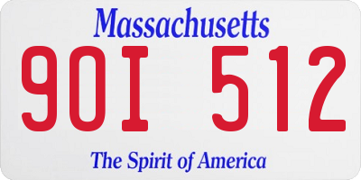 MA license plate 9OI512