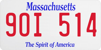 MA license plate 9OI514