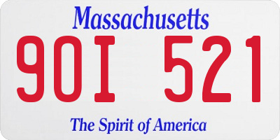 MA license plate 9OI521