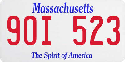 MA license plate 9OI523