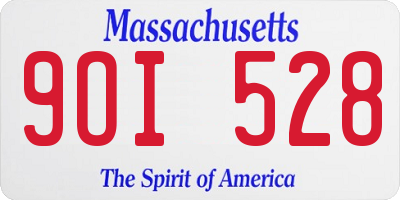 MA license plate 9OI528