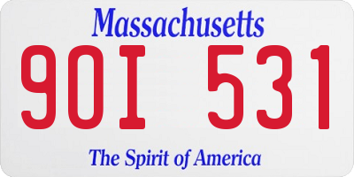 MA license plate 9OI531