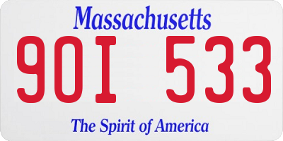 MA license plate 9OI533