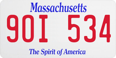 MA license plate 9OI534