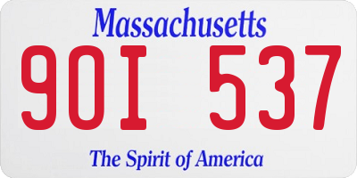 MA license plate 9OI537
