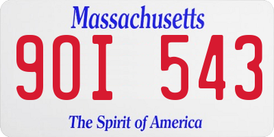MA license plate 9OI543