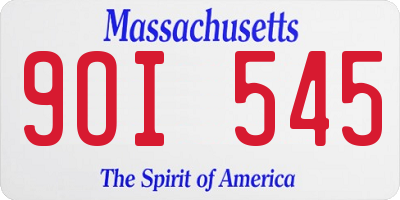 MA license plate 9OI545