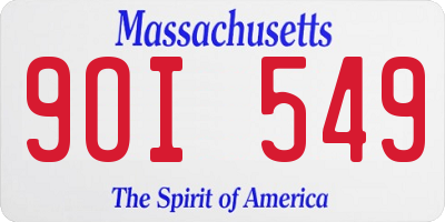 MA license plate 9OI549