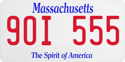 MA license plate 9OI555