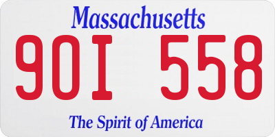 MA license plate 9OI558