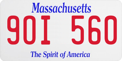 MA license plate 9OI560